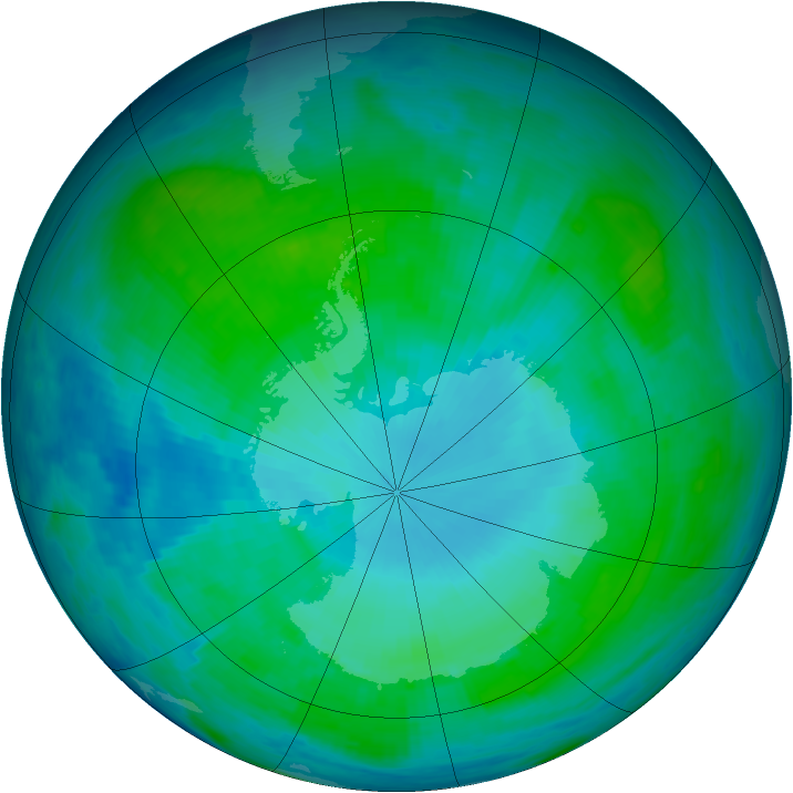 Antarctic ozone map for 24 January 1986
